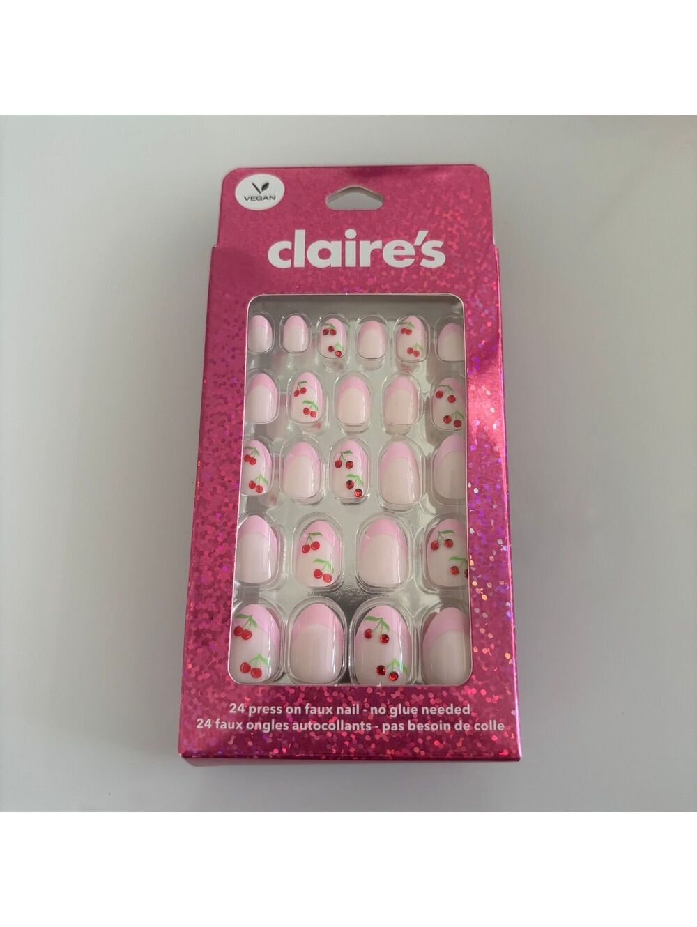 Claire’s Cherry Press On Nails - No Glue Needed